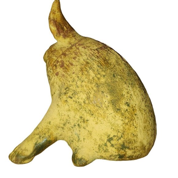 Antique Terracotta Pig Figurine Piggy Bank With Rustic Patina Finish 7 inches - Picture 2 of 5
